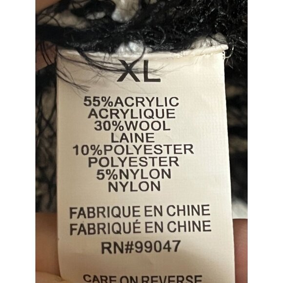 Retro Fuzzy Sweater Black XL Neutral Minimalist Preppy Classic Chic Boho Goth - Picture 9 of 10